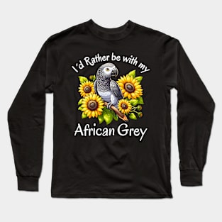 Timneh African Grey Parrot Sunflower African Grey Mom Mama Long Sleeve T-Shirt